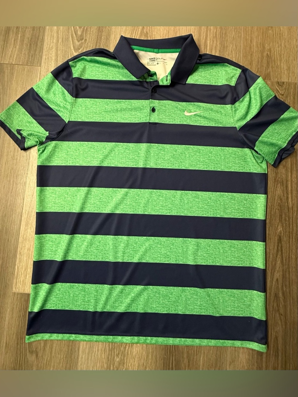 Nike Golf Green Polo & Navy/Green Stripe Polo Set Short Sleeve XL Dri Fit - Picture 8 of 11